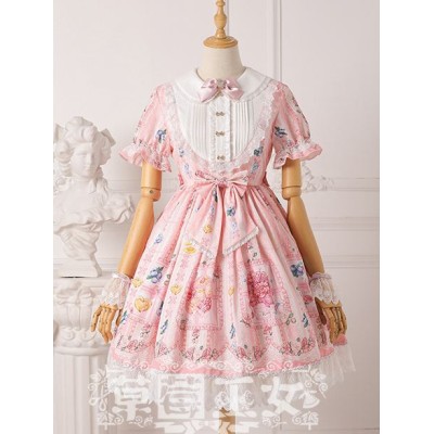 Strawberry Witch Blueberry Dolly Collar Short Sleeve One Piece